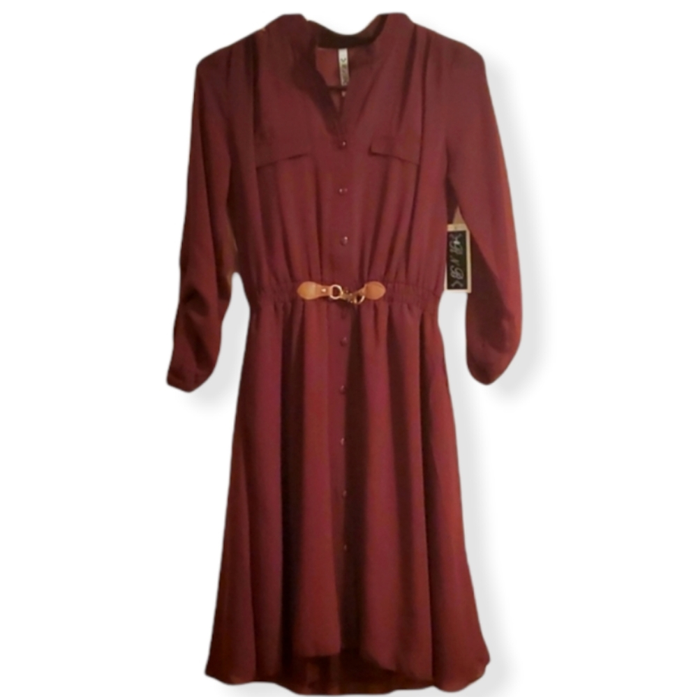 NWT🎀R n B🥰3/4 SLEEVE Mesh Button Down Dress, Size S , NWT